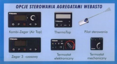 Opcje sterowania agregatami Webasto.